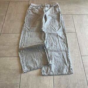 HM Divided Wide Leg Baggy Jeans Washed Grey Denim 32.5 x 28.5 Streetwear Skate